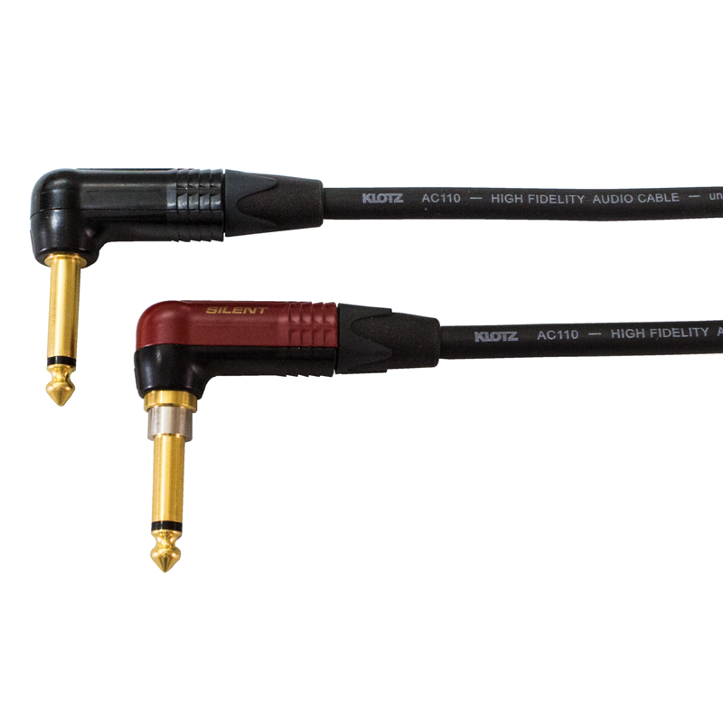 Kytarový kabel Jack 6,3 úhlový zla. s vypínačem/ Jack 6,3 mono úhlový, 6 m AC110
