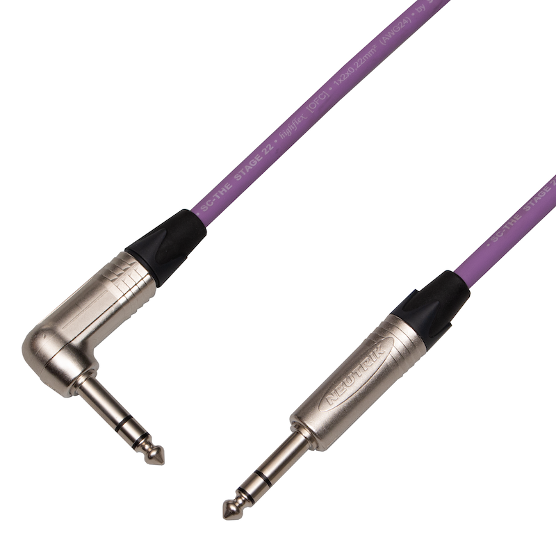 Audiokabel Jack 6,3 úhlový TRS/Jack 6,3 TRS Neutrik, 1 m, SommerCable, fialový