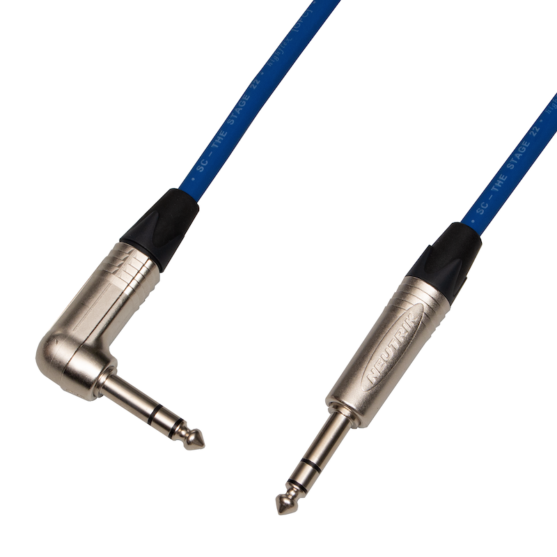 Audiokabel Jack 6,3 úhlový TRS/Jack 6,3 TRS Neutrik, 1 m, SommerCable, modrý