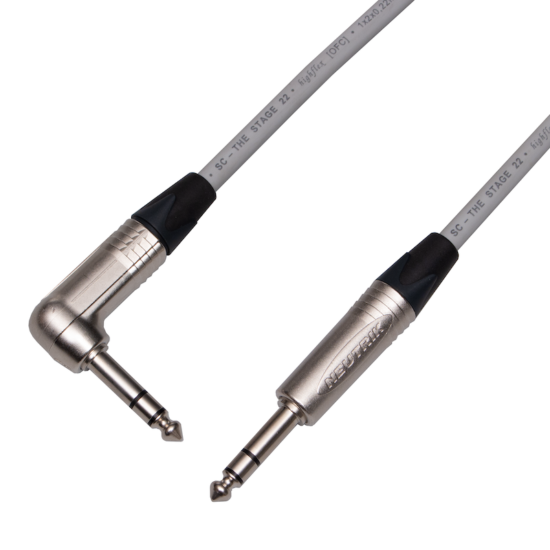 Audiokabel Jack 6,3 úhlový TRS/Jack 6,3 TRS Neutrik, 10 m, SommerCable, šedý