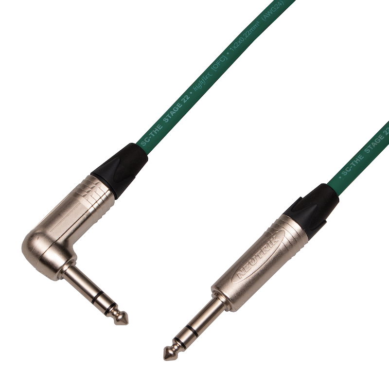 Audiokabel Jack 6,3 úhlový TRS/Jack 6,3 TRS Neutrik, 6 m, SommerCable, zelený