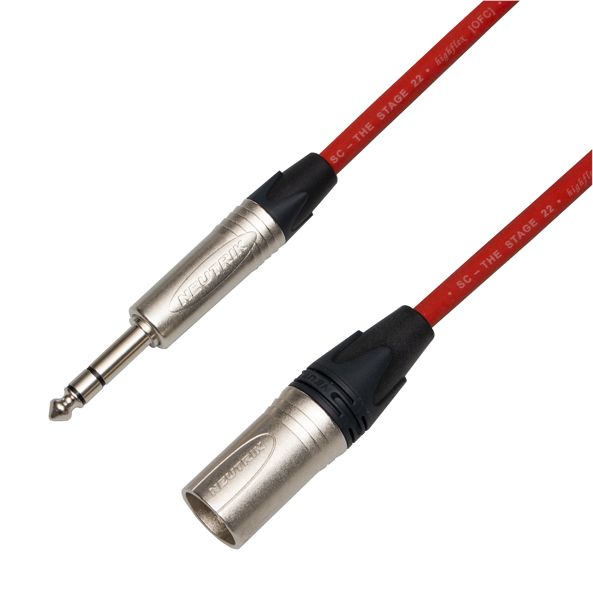 Audiokabel Jack 6,3 TRS přímý / XLR male Neutrik, 1 m, Sommer červený