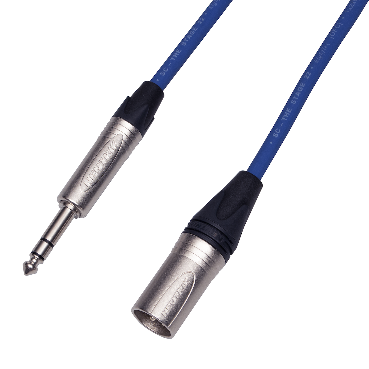 Audiokabel Jack 6,3 TRS přímý / XLR male Neutrik, 1 m, Sommer modrý