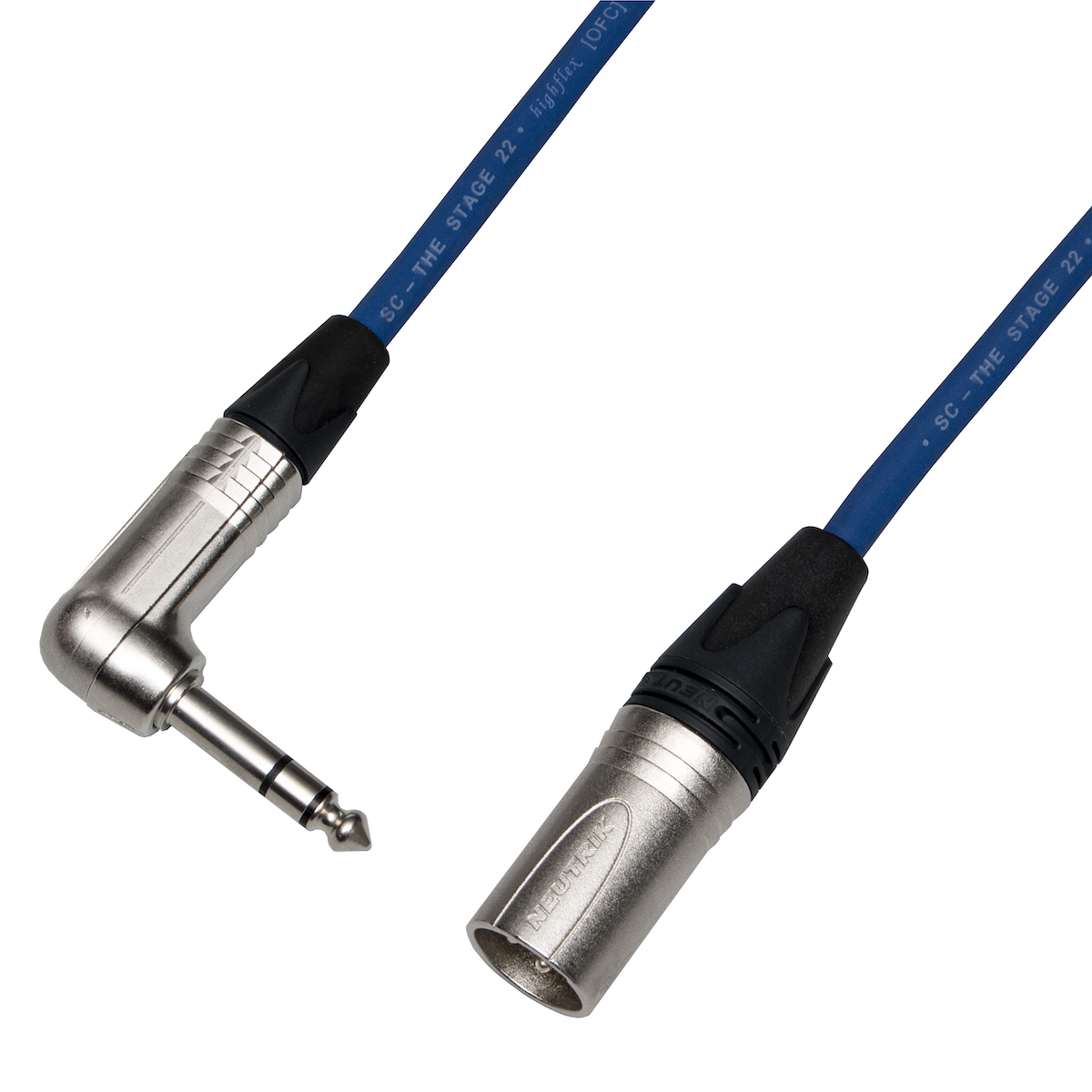Audiokabel Jack 6,3 TRS úhlový / XLR male Neutrik, 2 m, Sommer modrý