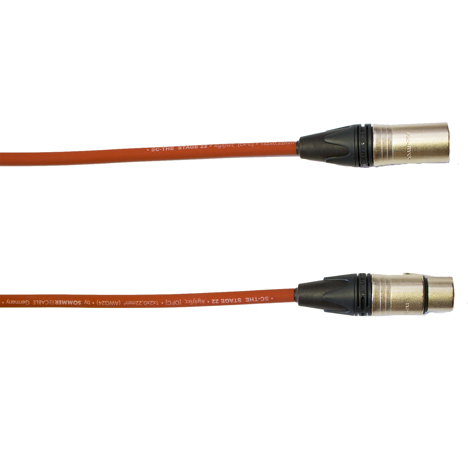 Audiokabel XLR konektor Neutrik male/female  0,5m, Sommer, červený