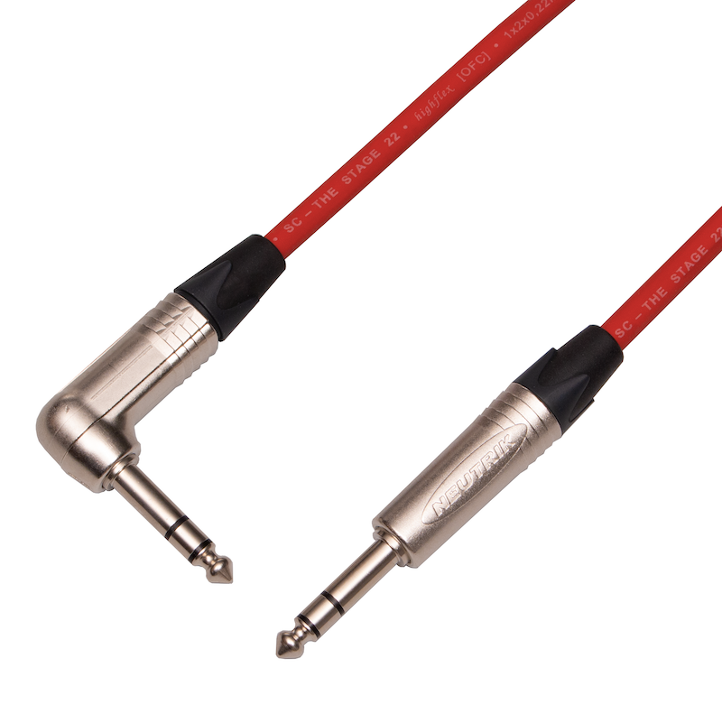 Audiokabel Jack 6,3 úhlový TRS/Jack 6,3 TRS Neutrik, 1,5 m, SommerCable, červený