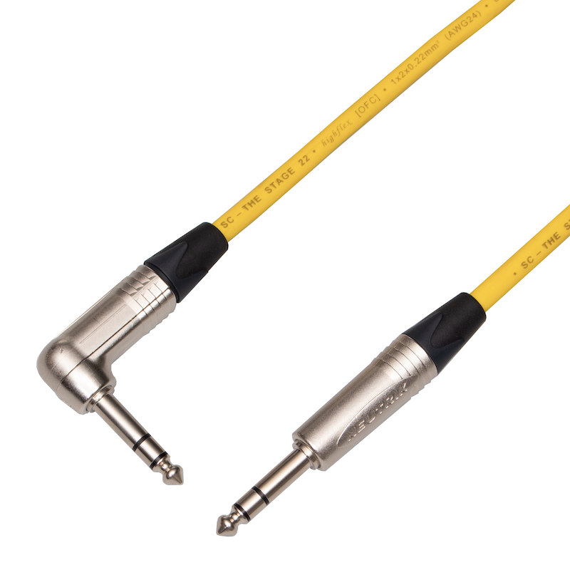 Audiokabel Jack 6,3 úhlový TRS/Jack 6,3 TRS Neutrik, 3 m, SommerCable, žlutý