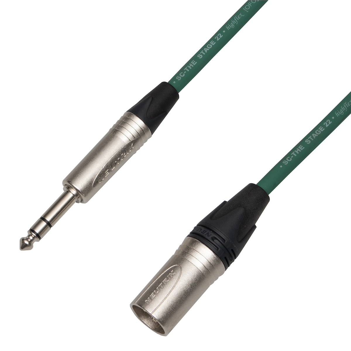 Audiokabel Jack 6,3 TRS přímý / XLR male Neutrik, 3 m, Sommer zelený