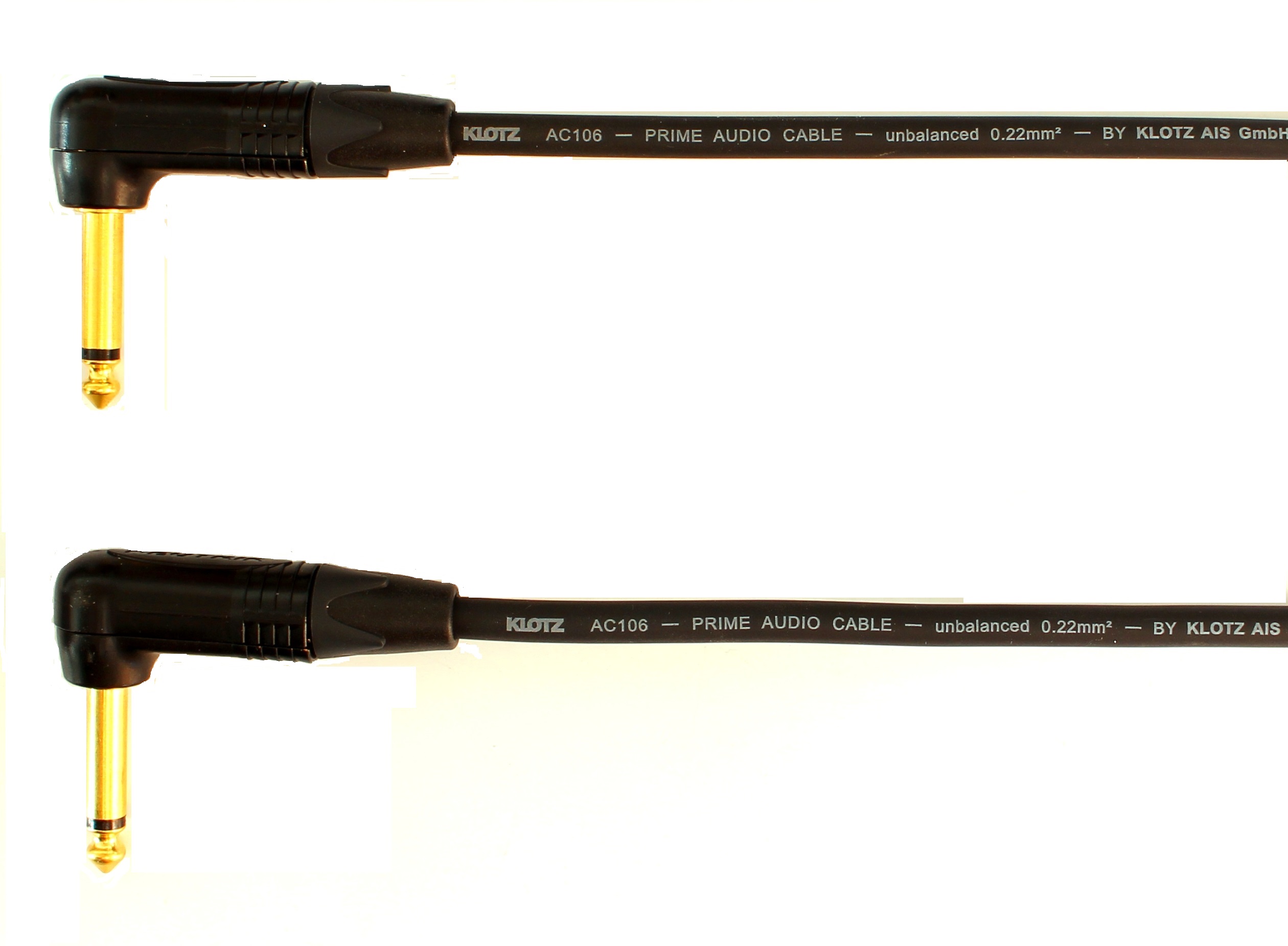 Kytarový kabel Jack 6,3 mono úhlový/ Jack 6,3 mono úhlový, 1 m, AC106