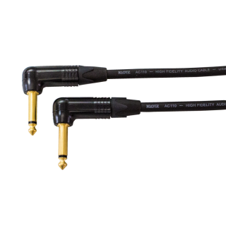 Kytarový kabel Jack 6,3 mono úhlový/ Jack 6,3 mono úhlový, 30 cm, AC110