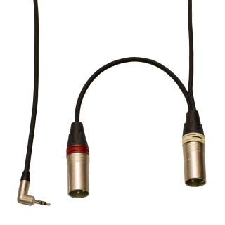 Kabel jack 3,5mm stereo úhlový / 2x XLR male délka 0,5 m,