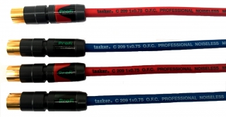 Kabel 2x Cinch NF2C-B/2 - 2x Cinch NF2C-B/2 s kabelem Tasker C209, délka 5m