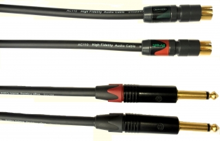 Kabel 2x Cinch NF2C-B/2 - 2x Jack 6,3mm, kabel Klotz AC110, délka 1,5 m