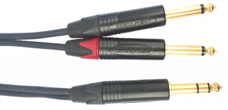 Insertní kabel jack 6,3mm stereo / 2xjack 6,3mm mono, 3 m černý           