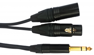 Insertní kabel jack 6,3mm stereo /XLR male, XLR female, 2m černý              