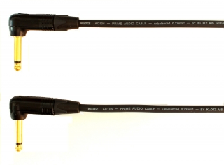 Kytarový kabel Jack 6,3 mono úhlový/ Jack 6,3 mono úhlový, 15 cm, AC106