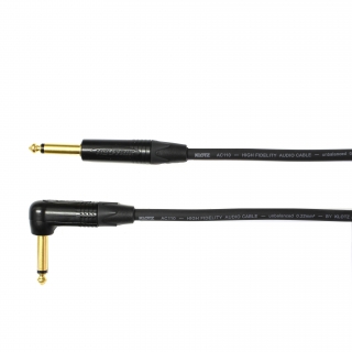 Kytarový kabel Jack 6,3 mono přímý/ Jack 6,3 mono úhlový, 30 cm, AC110