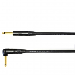 Kytarový kabel Jack 6,3 mono přímý/ Jack 6,3 úhlový 15 cm, TSK1032